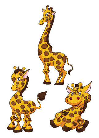Girafe Cartoon Funny Illustrationのイラスト素材