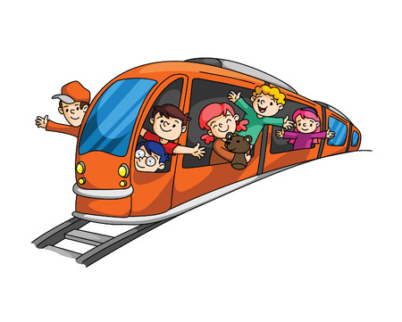 Holiday Travelling with Trainのイラスト素材