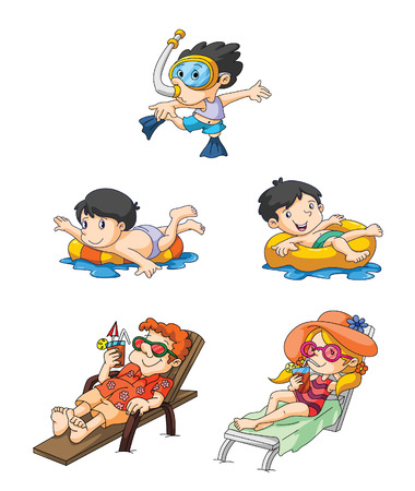 kids Holiday at beachのイラスト素材