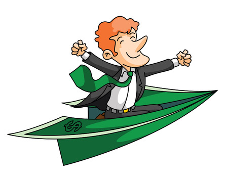 Money Flying Businessman のイラスト素材