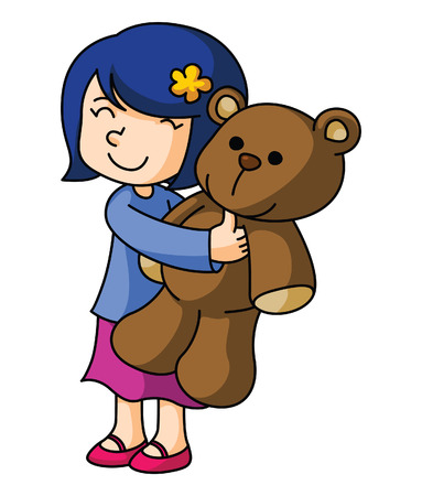 Girl With Bear Dollのイラスト素材