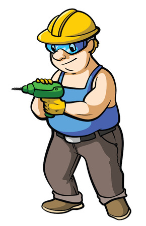 Construction Worker with drillのイラスト素材