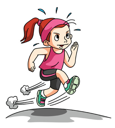 Girl Running Exercise isolated on whiteのイラスト素材