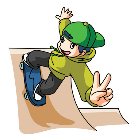 Skateboarder isolated on whiteのイラスト素材