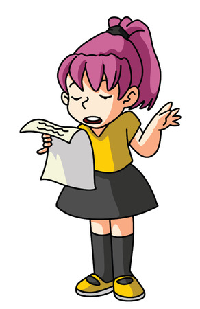 girl poetry readingのイラスト素材