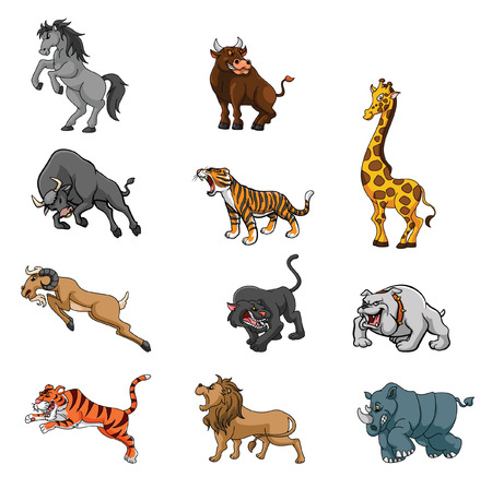 Wild Animals Angry Set Groupのイラスト素材