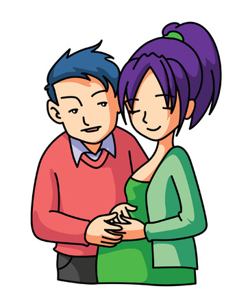 Happy pregnant Momのイラスト素材