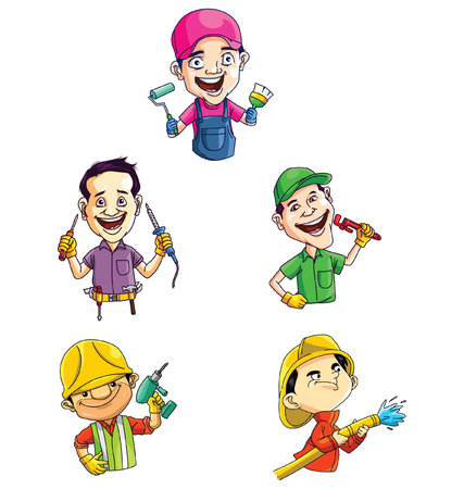 Worker man setのイラスト素材