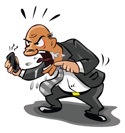 Old Business man angry at phoneのイラスト素材