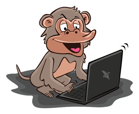 Monkey using computerのイラスト素材