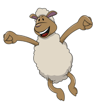Happy jumping sheepのイラスト素材