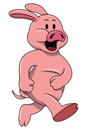 pig walkingのイラスト素材