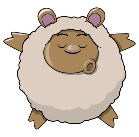 Sleeping cartoon sheepのイラスト素材