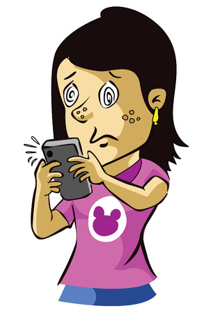 woman hypnotized with phoneのイラスト素材