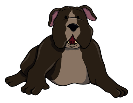 Pitbull sitting on whiteのイラスト素材