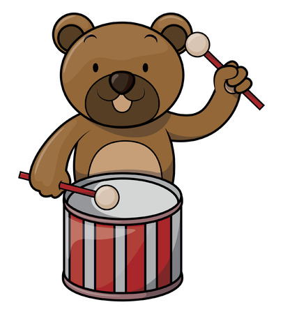 Bear playing drumのイラスト素材