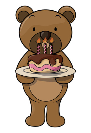 Cute bear with birthday cakeのイラスト素材