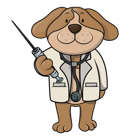 Dog doctor cartoon illustrationのイラスト素材