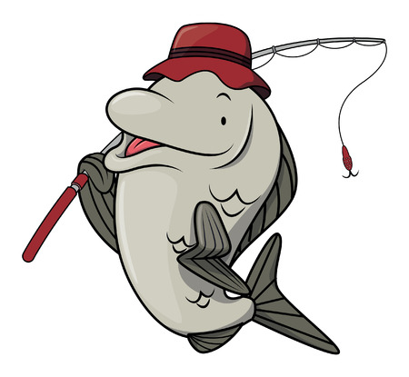 Fish Fishing Cartoon illustrationのイラスト素材