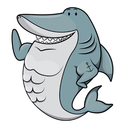 Shark cartoon illustrationのイラスト素材