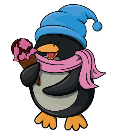 Penguin with ice creamのイラスト素材
