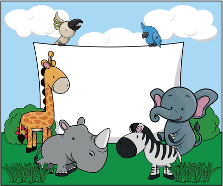 Animal safari white bannerのイラスト素材