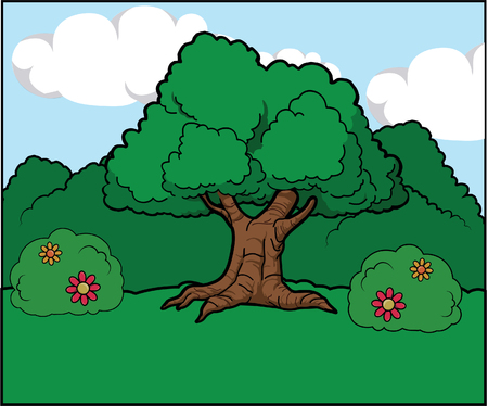 green forest landscapeのイラスト素材