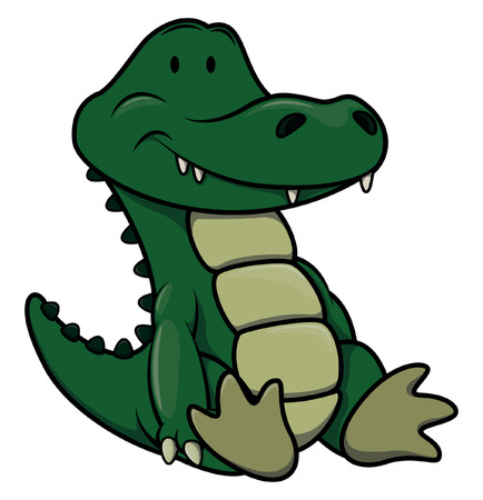 Baby crocodile cartoon illustration isolated whiteのイラスト素材