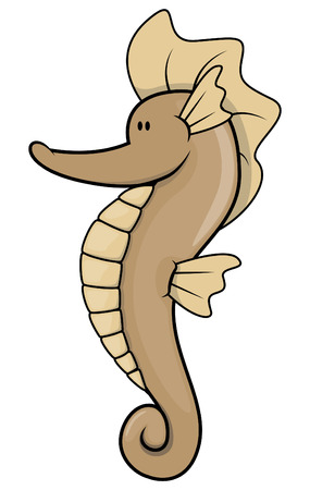 Sea horse cartoon illustration isolated whiteのイラスト素材