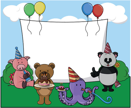 animal birthday partyのイラスト素材