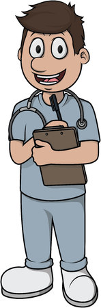 Nurse man vector cartoon illustration designのイラスト素材