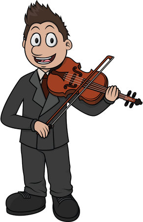 Violin player vector cartoon illustrationのイラスト素材