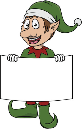 Christmass efl cute cartoon holding bannerのイラスト素材