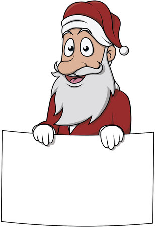 santa claus holding bannerのイラスト素材