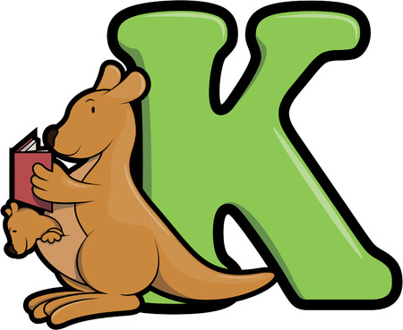 k and kangaroos were reading booksのイラスト素材