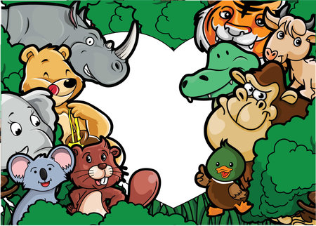 Animal group forest sceneryのイラスト素材