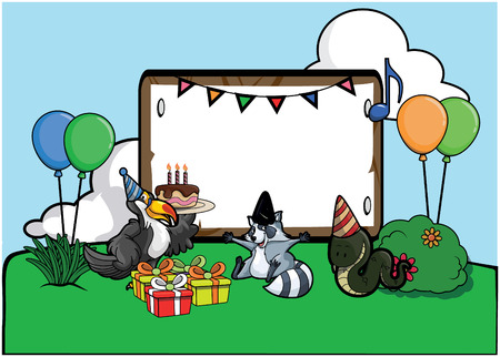 Birthday party celebration at parkのイラスト素材
