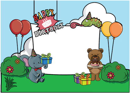 Birthday party celebration at parkのイラスト素材