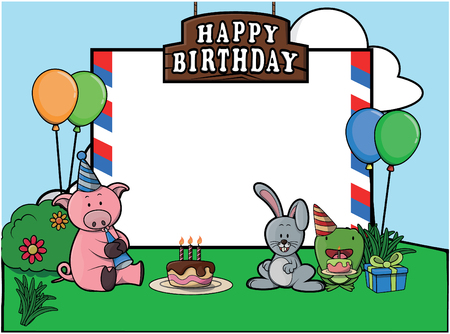 Birthday party celebration at parkのイラスト素材