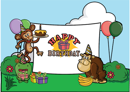 Birthday party celebration at parkのイラスト素材