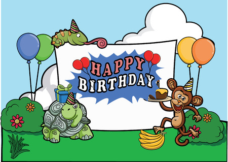 Birthday party celebration at parkのイラスト素材