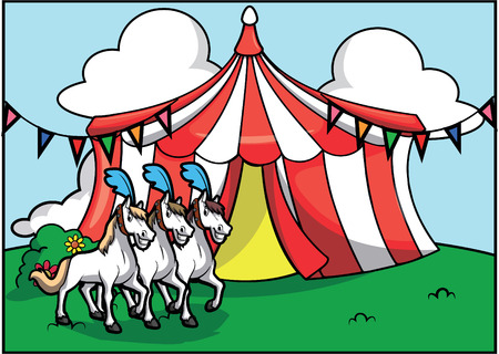 White horse circus attraction festivalのイラスト素材