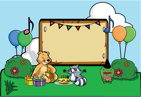 Birthday party celebration at parkのイラスト素材