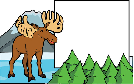 deer at ice mountain scene with blank spaceのイラスト素材