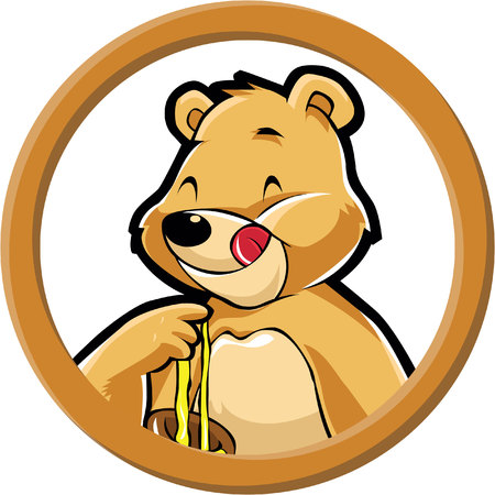 Honey bear circle bannerのイラスト素材