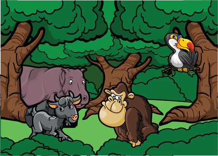 Wild forest animal sceneのイラスト素材