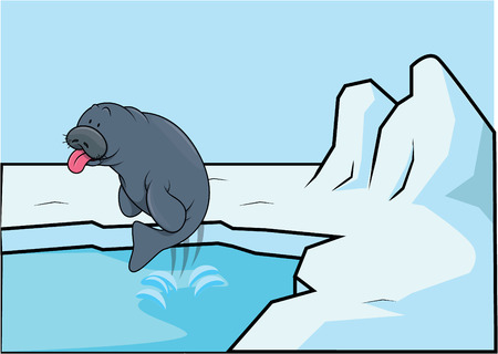 Seals dog at ice mountain sceneのイラスト素材