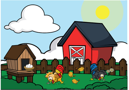 Poultry farm houseのイラスト素材