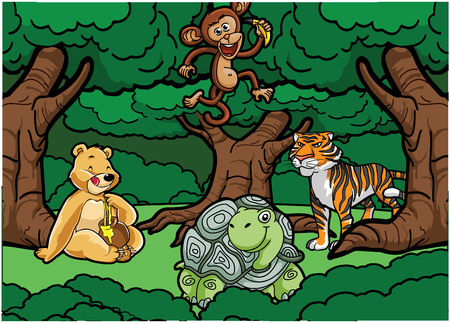 Jungle animal sceneのイラスト素材