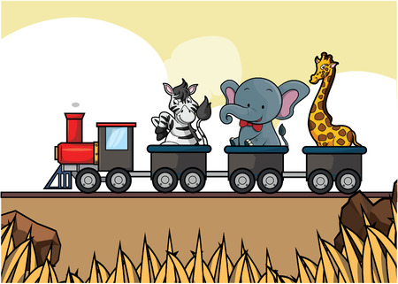 train tour savanah animal safariのイラスト素材
